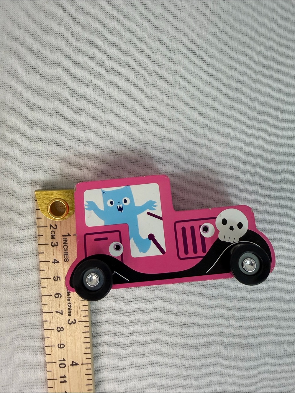 Kids Pink Monster Truck Wooden Toy